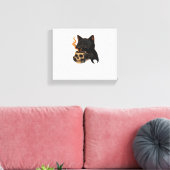 Donkere kattenkoffie met schedel Mok oversized T-s Canvas Afdruk (Insitu (Woonkamer))
