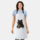 Donkere kattenkoffie met schedel Mok oversized T-s Schort (Gedragen)