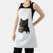 Donkere kattenkoffie met schedel Mok oversized T-s Schort (Insitu)