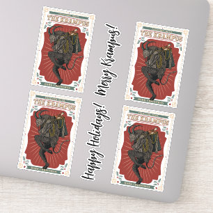 Donkere kerst Folkloric Devil Krampus Bag of Toys Sticker