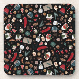 Donkere kerstpatronen bier onderzetter