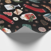 Donkere kerstpatronen cadeaupapier (Hoek)