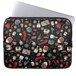 Donkere kerstpatronen laptop sleeve