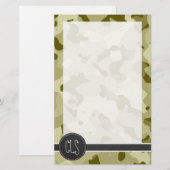 Donkere Khaki Camo; Retro Chalkboard look Briefpapier (Voorkant / Achterkant)