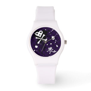 Donkere kleur Emo-patroon met verf Horloge