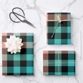 Donkere kleur Gingham Check Plaid Inpakpapier Vel