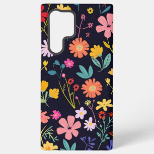 Donkere Kleurrijke Ditsy Bloem Boheemse Patroon Samsung Galaxy Hoesje