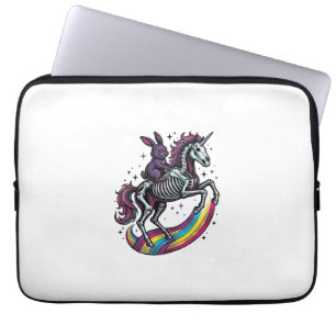Donkere Konijn rijdt op Skelet Eenhoorn Vintage Gr Laptop Sleeve