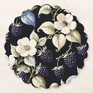 Donkere Koninklijke Elegantie met Braam & Bloemen Kartonnen Onderzetters