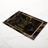 Donkere koper bruin brons botanische bruiloft goud folie uitnodiging (Gedraaid)