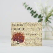 Donkere koraalbladstructuur Bewaar datum Aankondigingskaart (Staand voorkant)