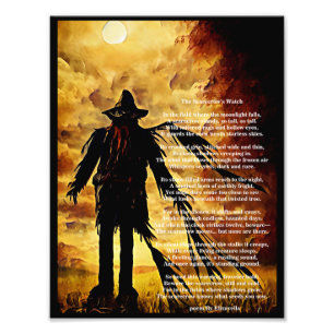 donkere kunst en gedicht Creepy Scarecrow horror k Foto Afdruk