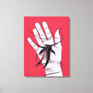 Donkere kunst - Hand met monster - Rood Zwart Goti Canvas Afdruk