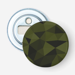 Donkere legergroene zwarte geometrische maaspatron button flesopener