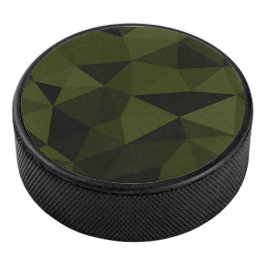 Donkere legergroene zwarte geometrische maaspatron hockey puck