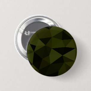 Donkere legergroene zwarte geometrische maaspatron ronde button 5,7 cm