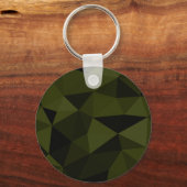 Donkere legergroene zwarte geometrische maaspatron sleutelhanger (Voorkant)