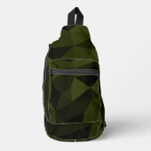 Donkere legergroene zwarte geometrische maaspatron sling bag (Voorkant)