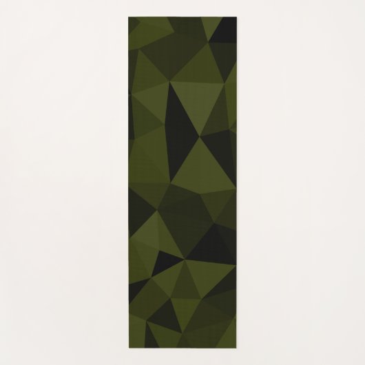 Donkere legergroene zwarte geometrische maaspatron yogamat (Voorkant)