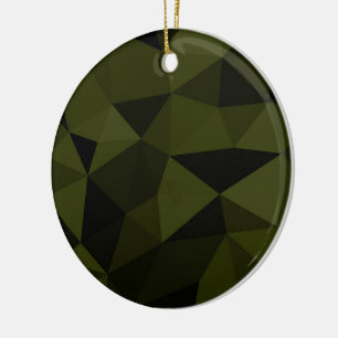 Donkere legergroene zwarte geometrische mesh-patro keramisch ornament