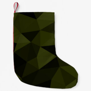 Donkere legergroene zwarte geometrische mesh-patro kleine kerstsok
