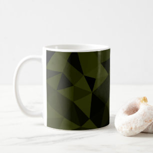 Donkere legergroene zwarte geometrische mesh-patro koffiemok