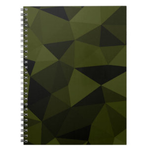 Donkere legergroene zwarte geometrische mesh-patro notitieboek