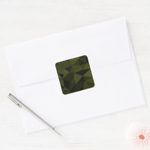 Donkere legergroene zwarte geometrische mesh-patro vierkante sticker