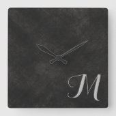Donkere Limoen Was luxe monogram Vierkante Klok (Voorkant)