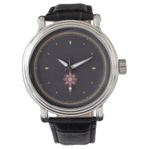 Donkere Luxe Bloem Horloge | Roze Gouden Botanisch