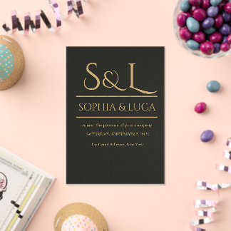 Donkere Luxe Monogram Acryl Trouw Uitnodiging Uitnodigingen