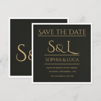 Donkere Luxe Monogram Save the Date Kaart