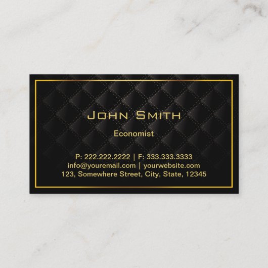 Donkere Luxury Gold Border Economist Visitekaartje (Voorkant)