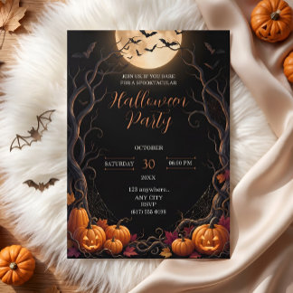 Donkere Maan Pompoen Halloween Feest Kaart