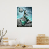 Donkere Maan Zeemeermin Fantasie Kunstposter Poster (Keuken)
