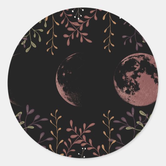 Donkere Maanfasen Ronde Sticker (Voorkant)