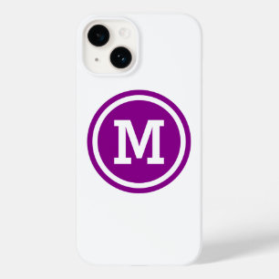 Donkere magenta en witte cirkel monogram Case-Mate iPhone 14 hoesje