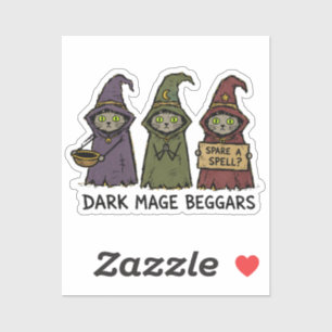 Donkere Magiër Kat Bedelaars Tovenaar Fantasy RPG  Sticker