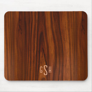 Donkere Mahonie houten textuur, Monogram Muismat
