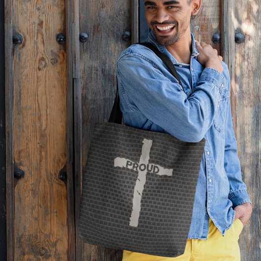 Donkere mannelijke Trotse Christelijke Cross Metal Draagtas