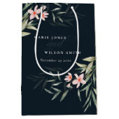 Donkere marine blush Greenery Floral Bunch Wedding Medium Cadeauzakje (Voorkant)