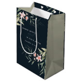 Donkere marine blush Greenery Floral Bunch Wedding Medium Cadeauzakje (Achterkant Gekanteld)