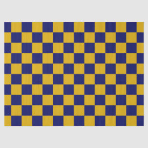 Donkere marine en mosterdgele schaakbord tissuepapier