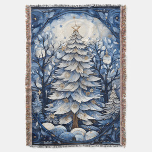 Donkere marine moderne kerstboom winter deken
