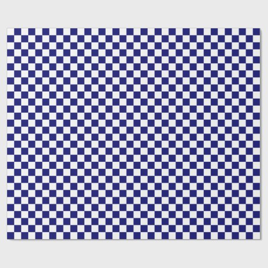 Donkere marineblauw en wit gecontroleerd cadeaupapier (Vlak)