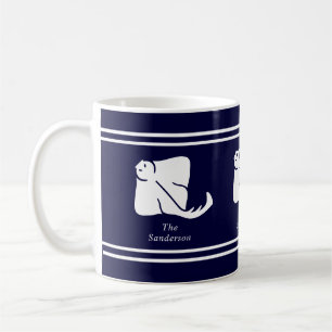 Donkere marineblauw kuststrook - Nautical Stingray Koffiemok