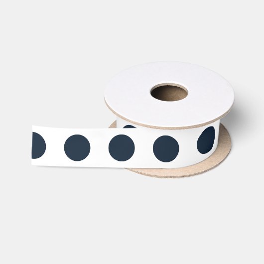 Donkere marineblauwe polka stippen lint (Spoel)