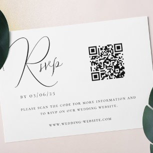 Donkere marinesulp Groene Minimalistische QR-code RSVP Kaartje