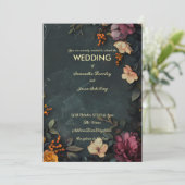 Donkere marmeren achtergrond met bloemendetails kaart (Staand voorkant)