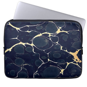 Donkere marmerpatroon Abstracte alcoholinktstijl D Laptop Sleeve